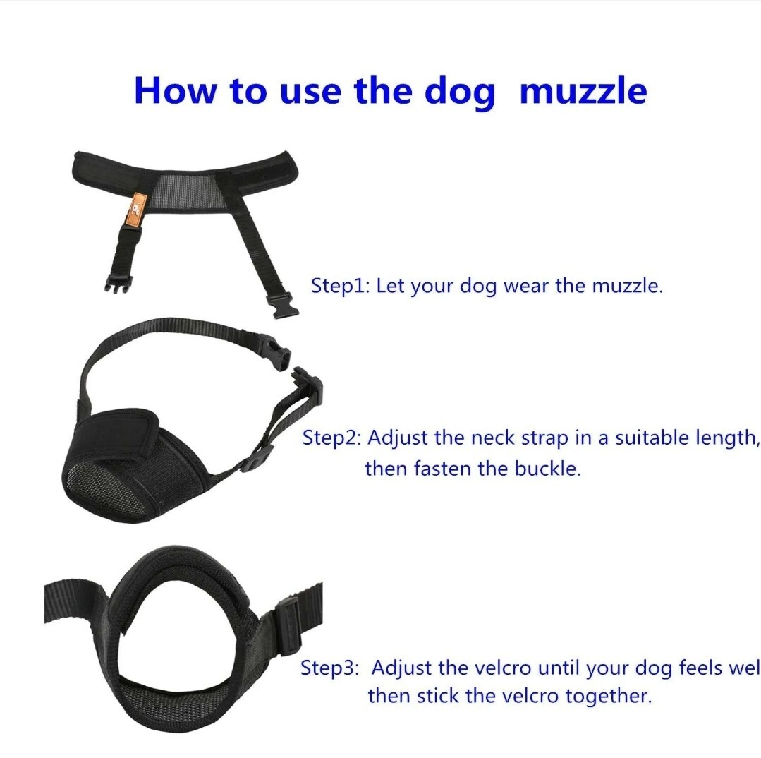 Soft Dog Muzzle Cover with Dogs Hook & Loop for small,medium & large Dogs.