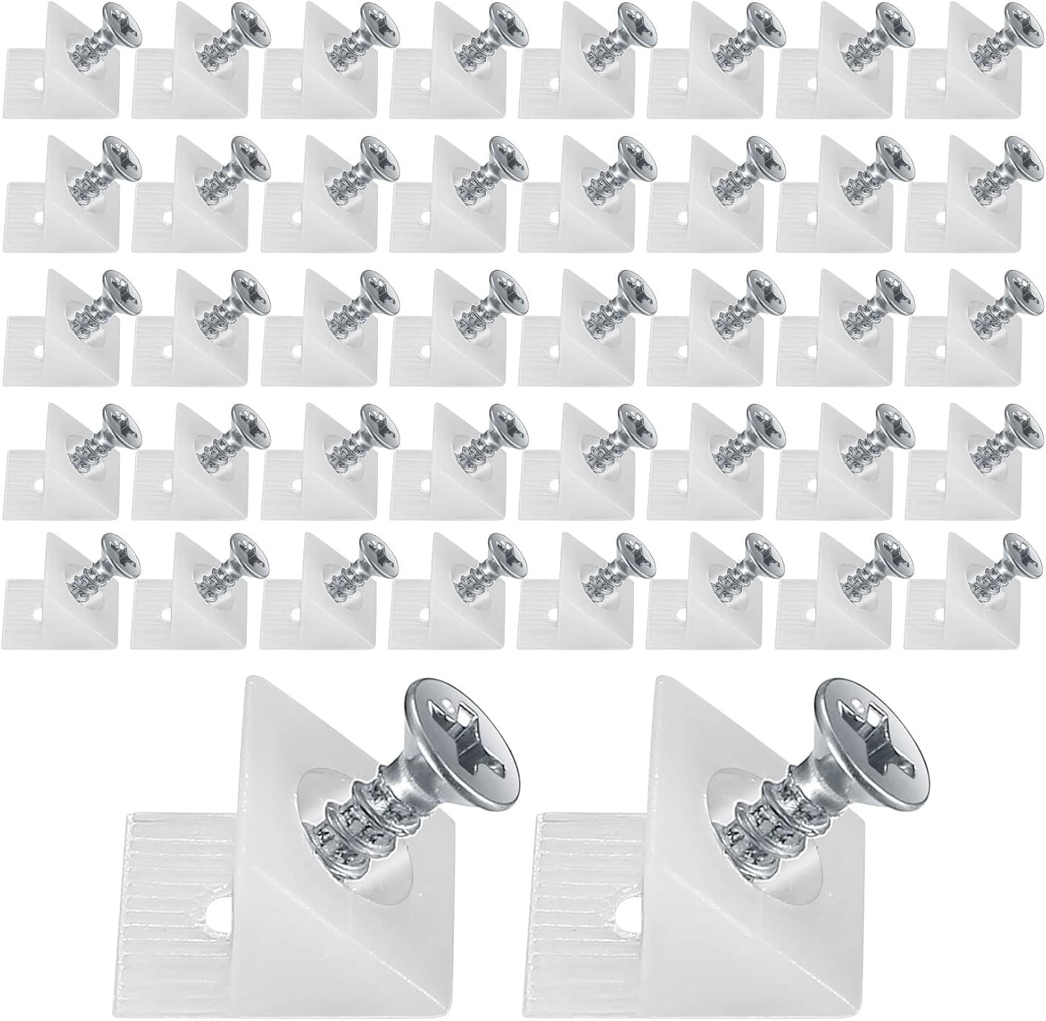 120 Pcs Drawer Bottom Support Brackets,Drawer Wedges with Screws, White