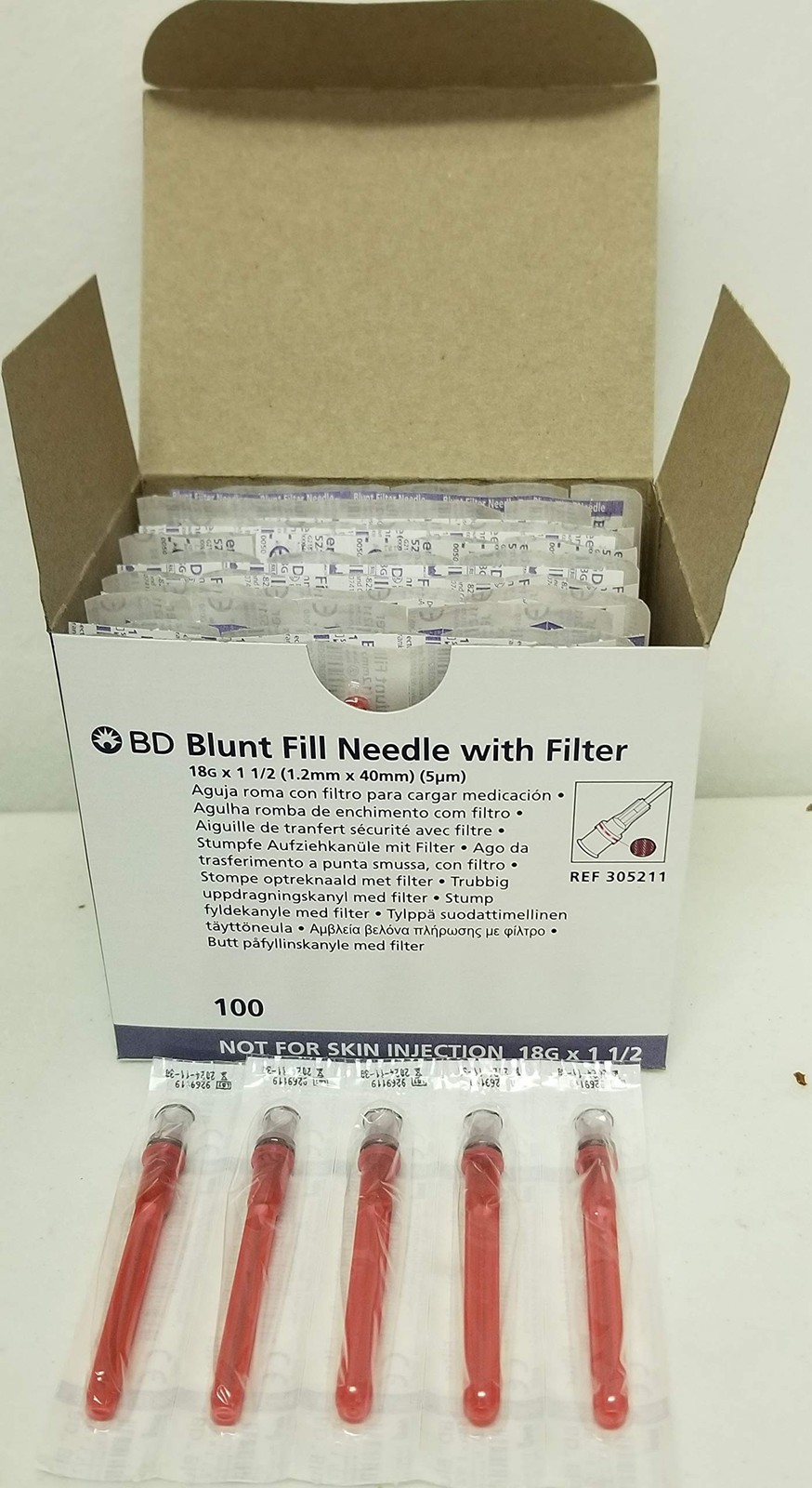 Blunt Fill with Filter 18G x 1.5" 100 Count 305211 Qty 100 Per Box