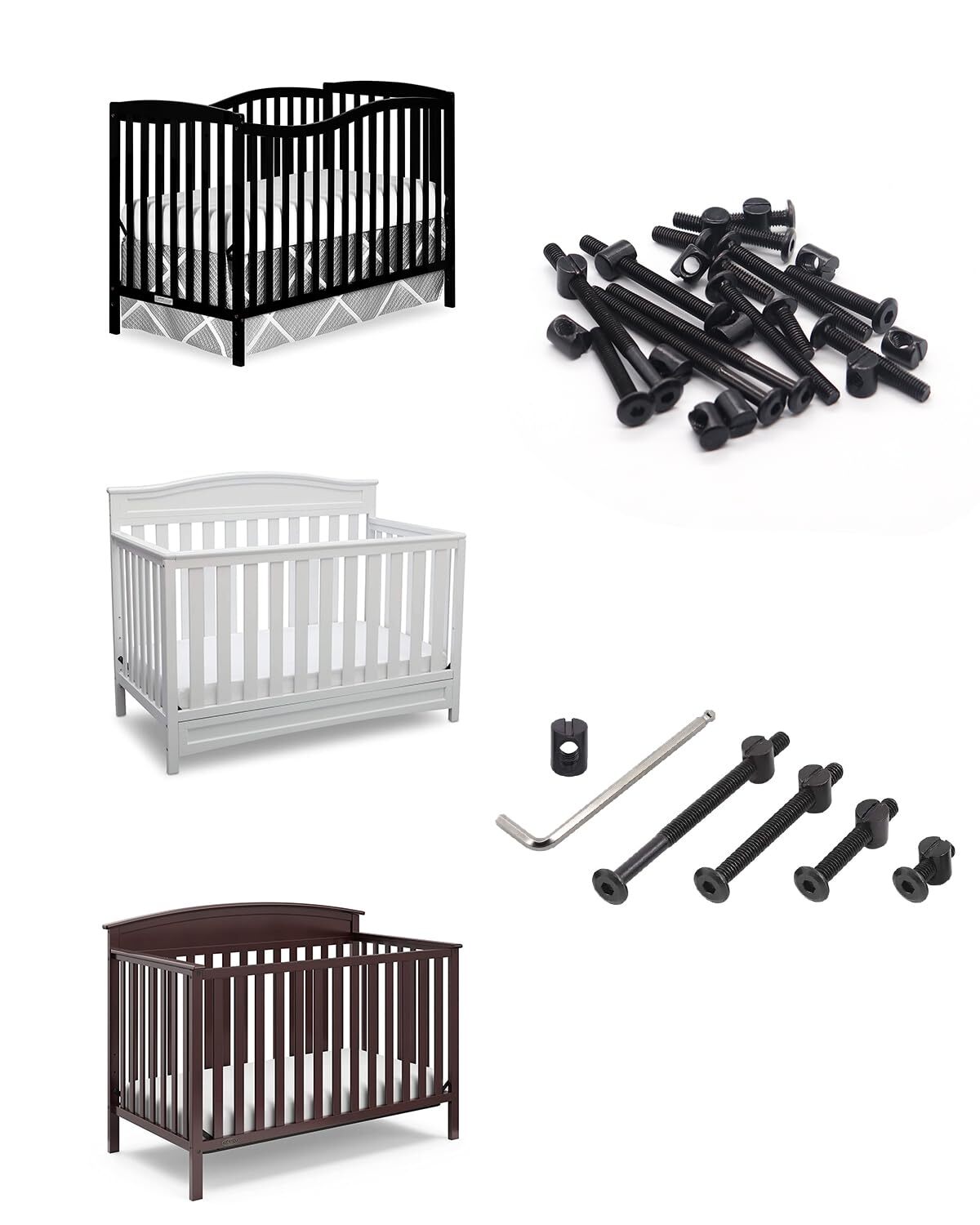 Crib Screws Hardware Replacement Kit - 16 Set Baby Bed Frame Bolts,Barrel Nut...