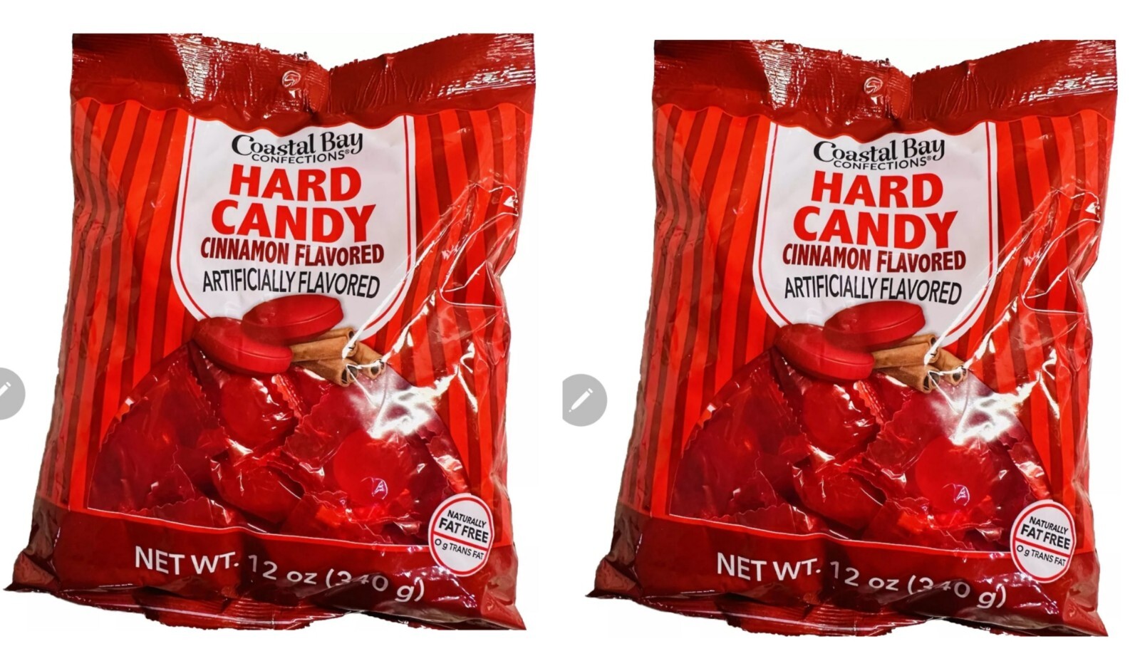 2 PACKS Hard Candy Individually Wrapped Cinnamon Flavored | Coastal Bay 12oz