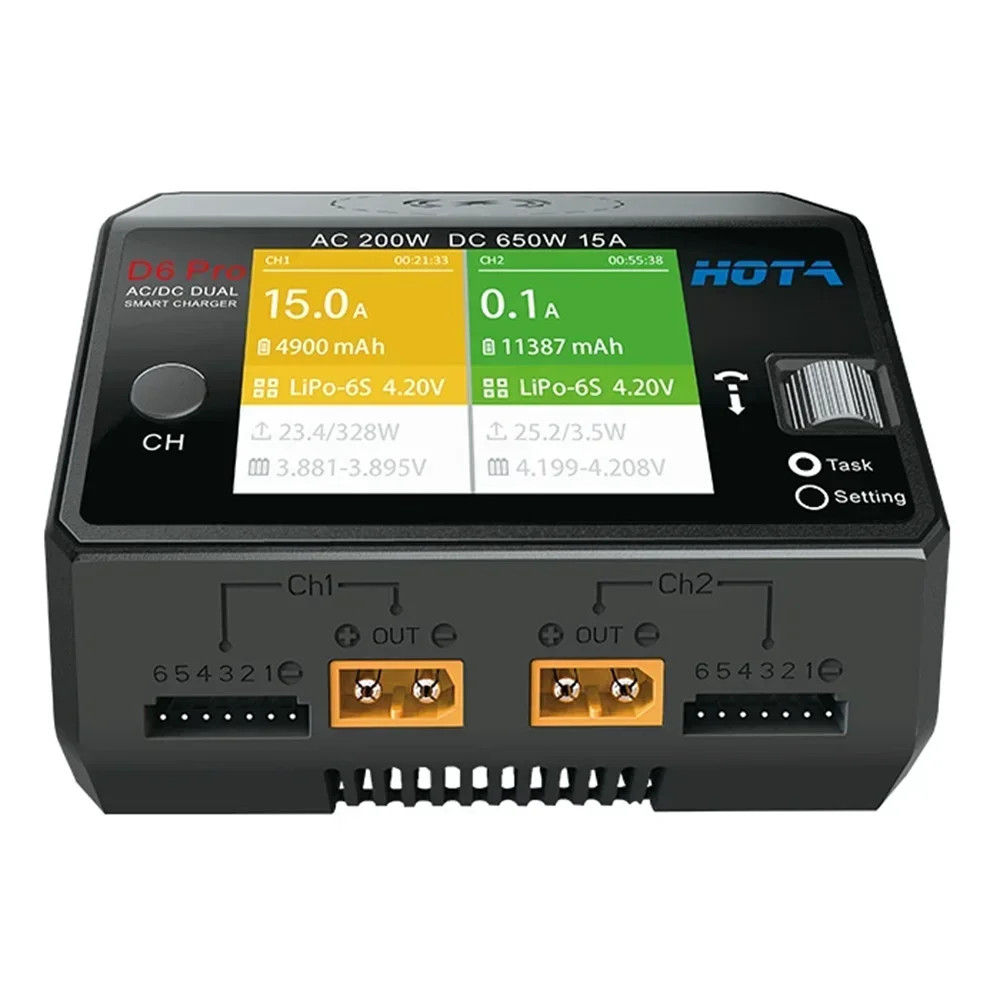 HOTA D6 Pro AC 200W DC 650W 15A D6 DC 2X325W 2X15A Charger for 1-6S Battery New