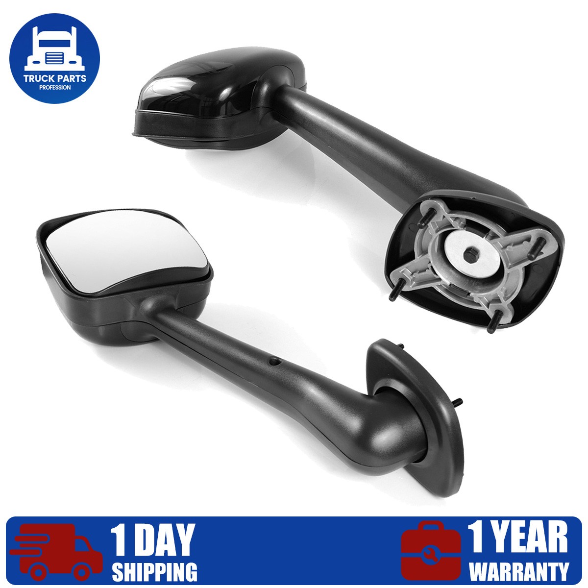 Pair Black Hood Mirrors For Freightliner Cascadia 2008-2017 Left LH & Right RH