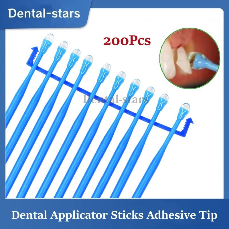 200x Dental Applicator Sticks Adhesive Tip for Tooth Crown Porcelain Veneer Blue