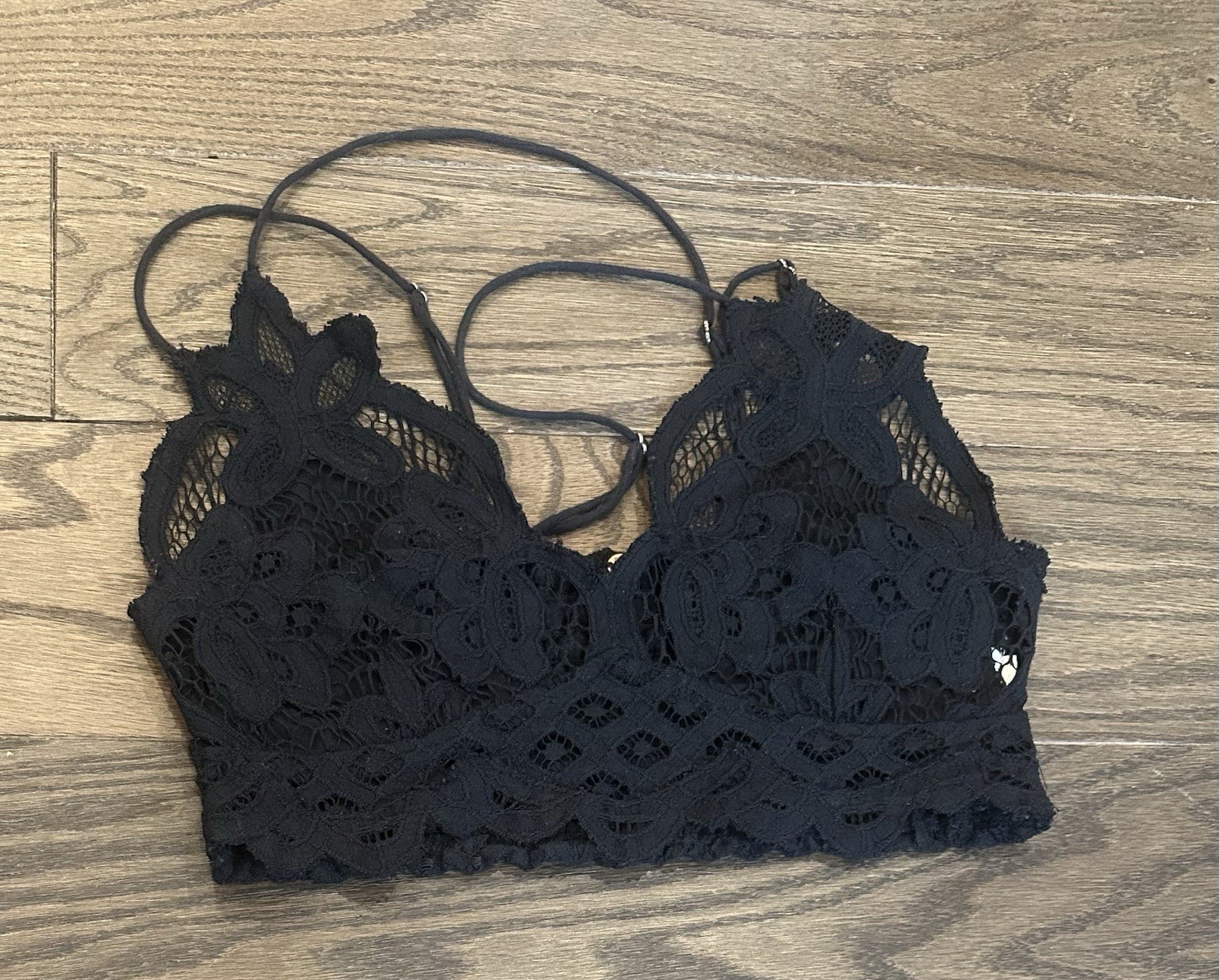Free People FP One Adella Lace Bralette Small Black Boho Crochet