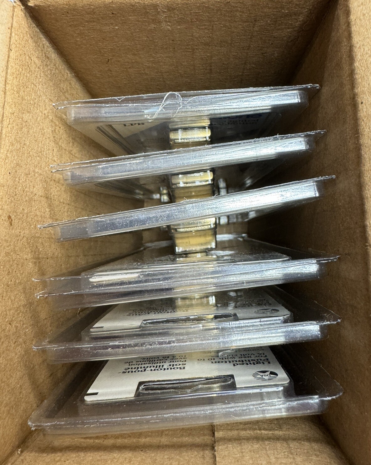 (Box of 6) NuTone PB-36LPB Pushbutton Lighted Door Bell Solid Brass Polished