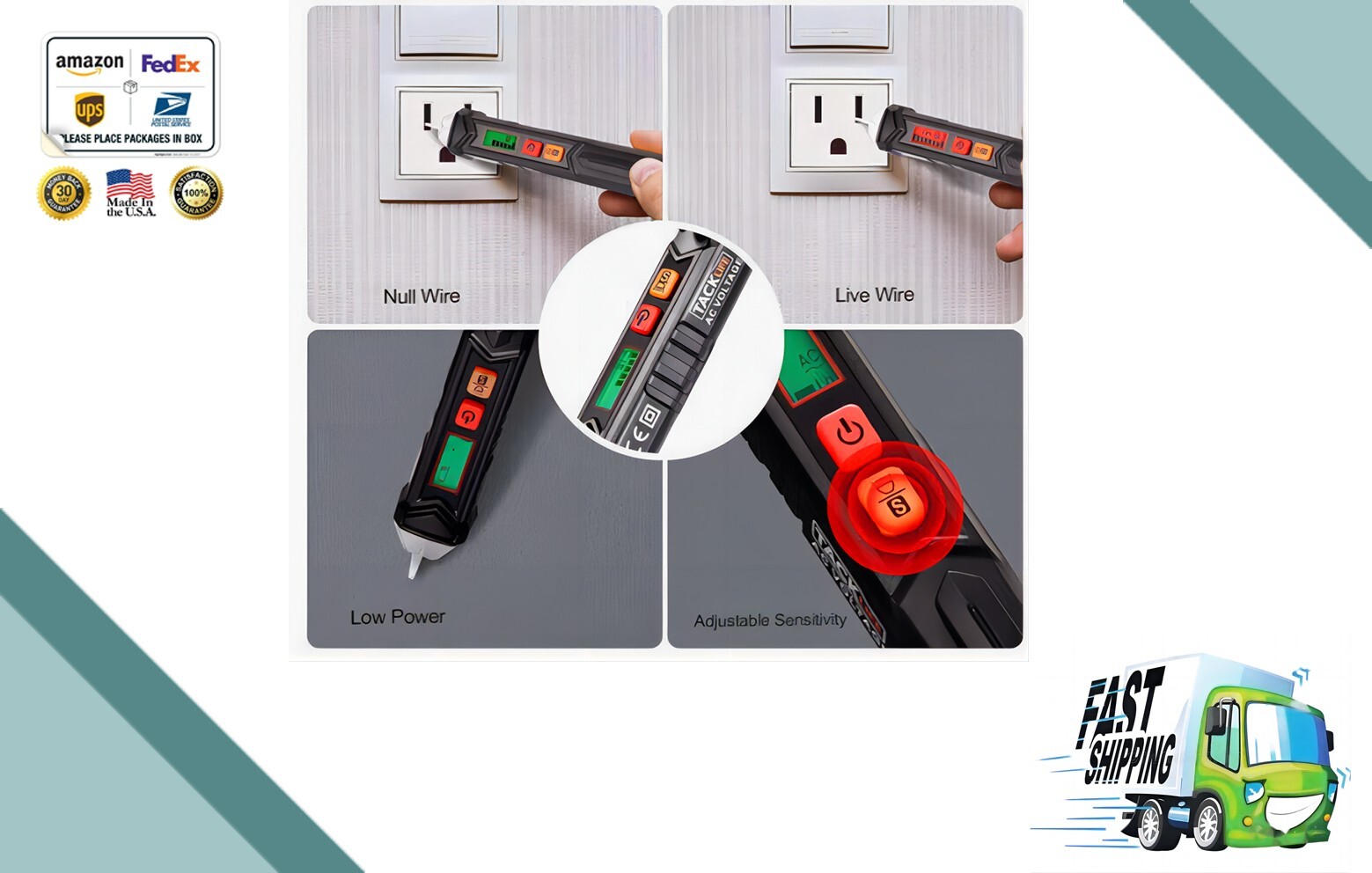2x Non-Contact Voltage Tester Pen | Electrical Sensor Detector | Safe LED Tool