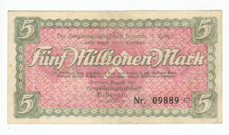 GERMANY BANKNOTE 5 MILLION MARK HERNE 1923