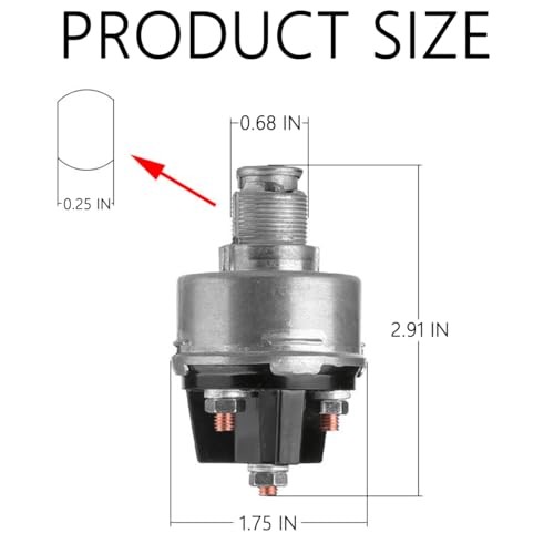 Car Ignition Switch with Key, 12V Vehicle Key Ignition Switch, 4 Position Acc