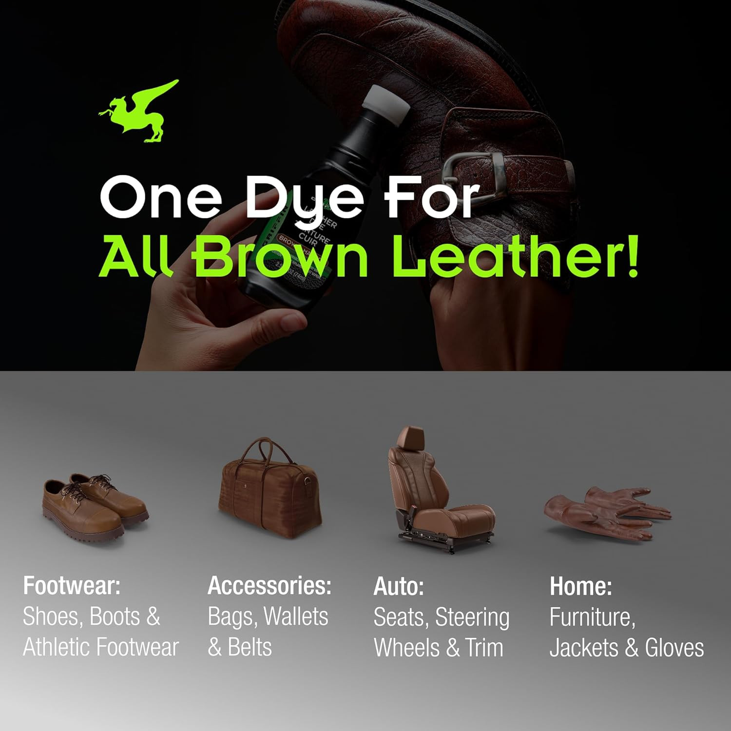 Brown Shoe Dye – 2.5 Oz – Leather Color Restorer – Repairs Scuffs, Scratches & F