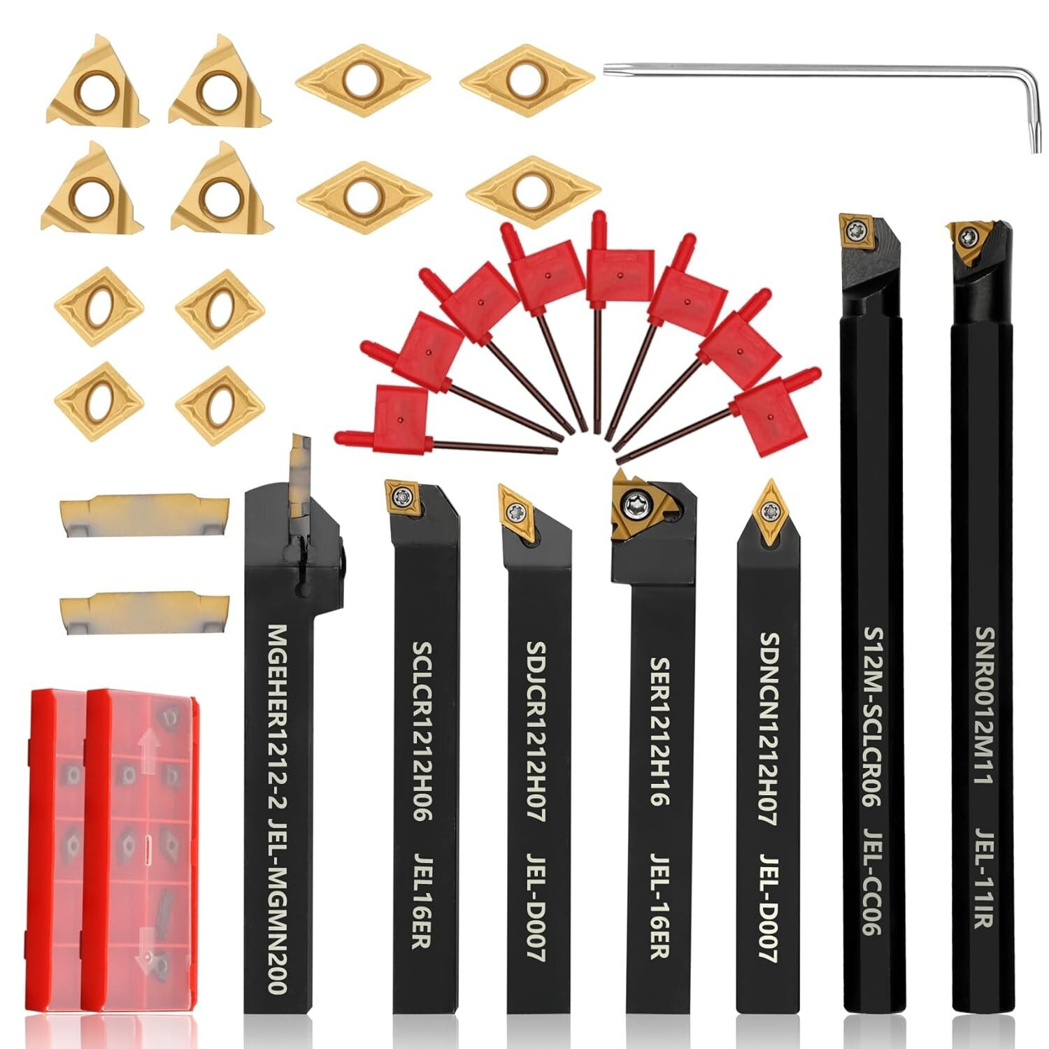 Versatile 21-Pc Indexable Lathe Tool Kit with Shock-Proof Holders & Inserts