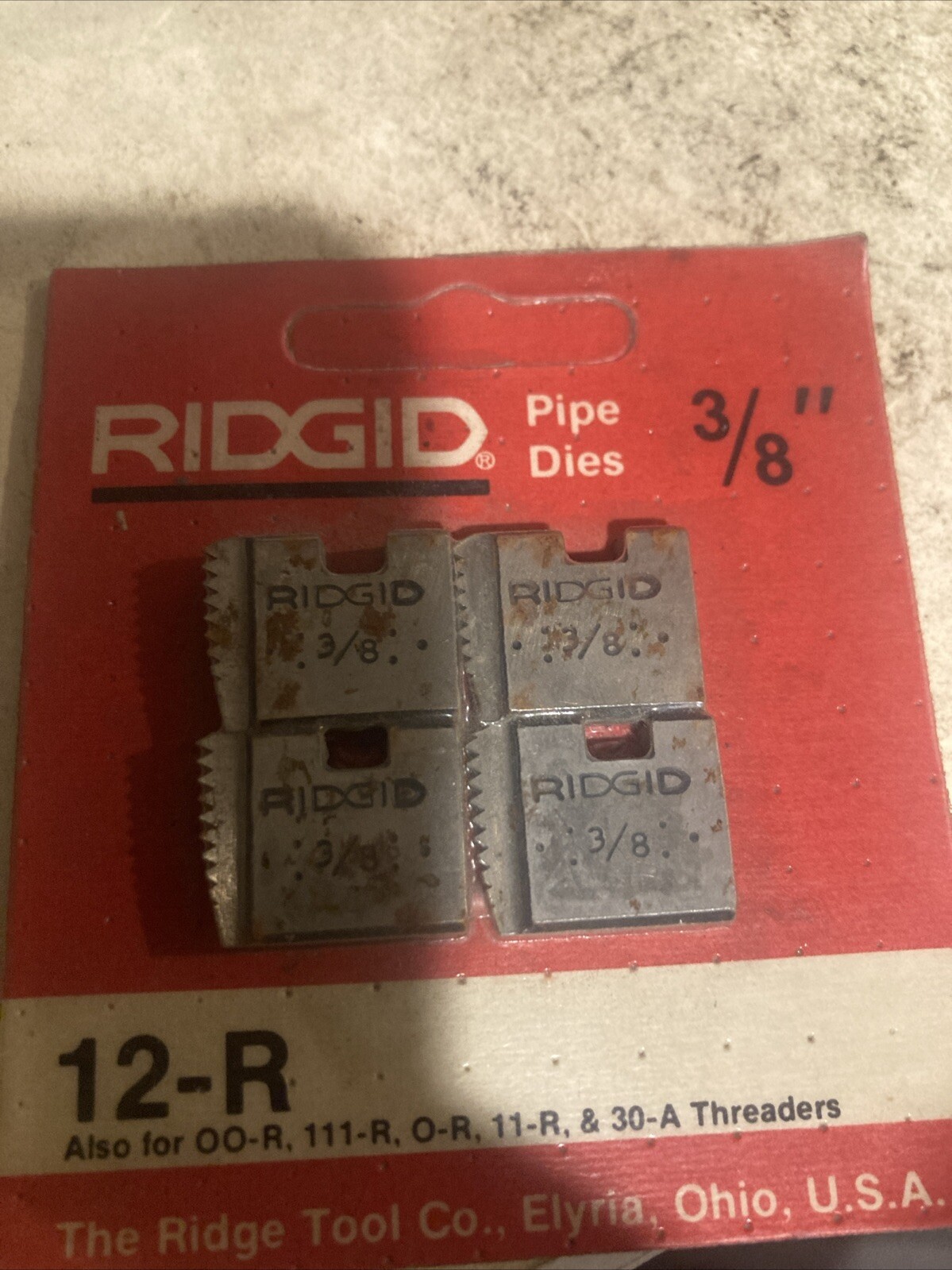 Ridgid Dies -  37820  3/8" - 12-R - Also For 00-R; 111-R; 0-R; 11-R & 30A