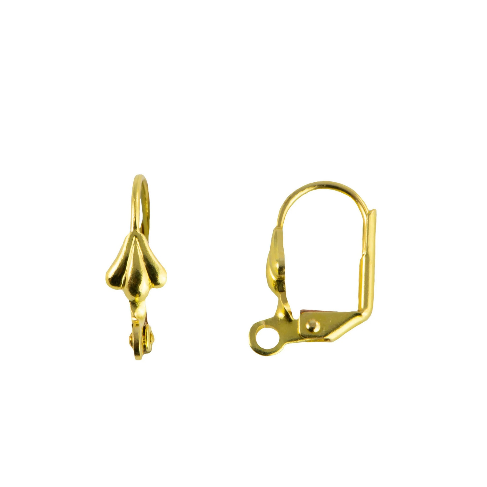 Raw Brass Lever Back Ear Wires with Fleur De Lis Adornment and Loop (10)