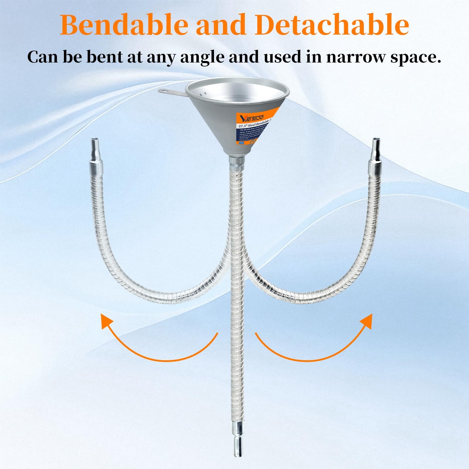 Yuesstloo 27.56" Steel Bendable Spout Funnel with Filter for All Silver