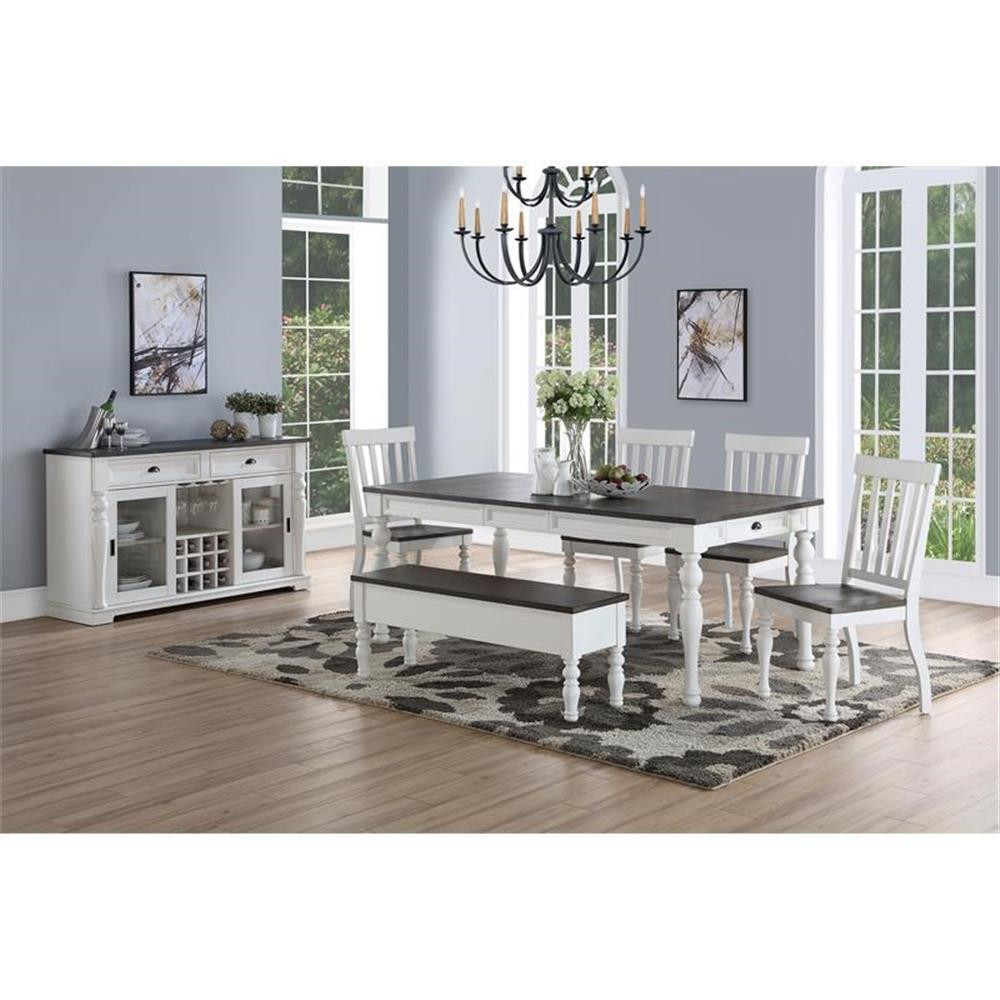 Bowery Hill Farmhouse / Country Two-tone Ivory and Dark Oak Side Chair (Set o...