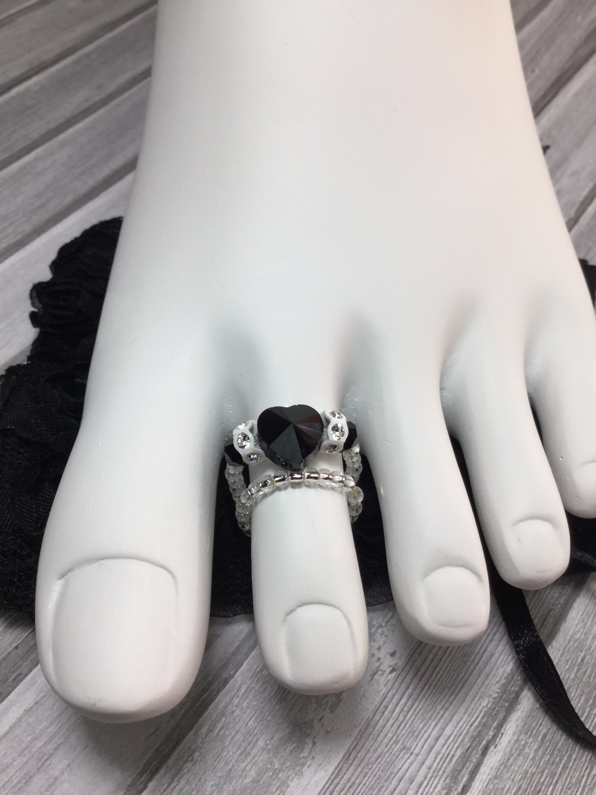 Comfortable Handmade Freshwater Pearl Stretch Toe Rings Swarovski Elements USA