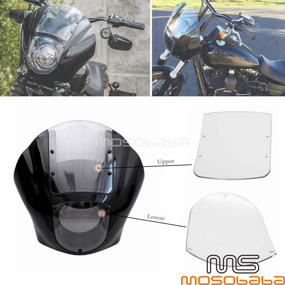 Headlight Quarter Fairing Replacement Windshield For Harley Dyna Super Glide FXD