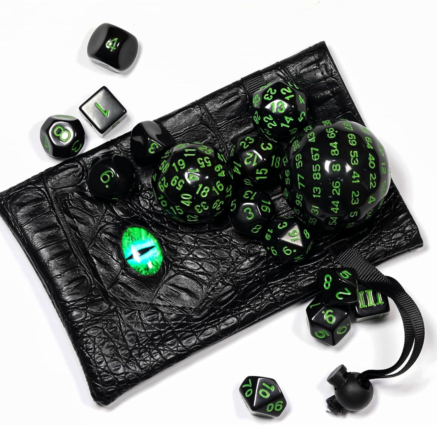 15 Pieces Complete Polyhedral DND Dice Set D3-D100 Spherical D&D Dice Set D100