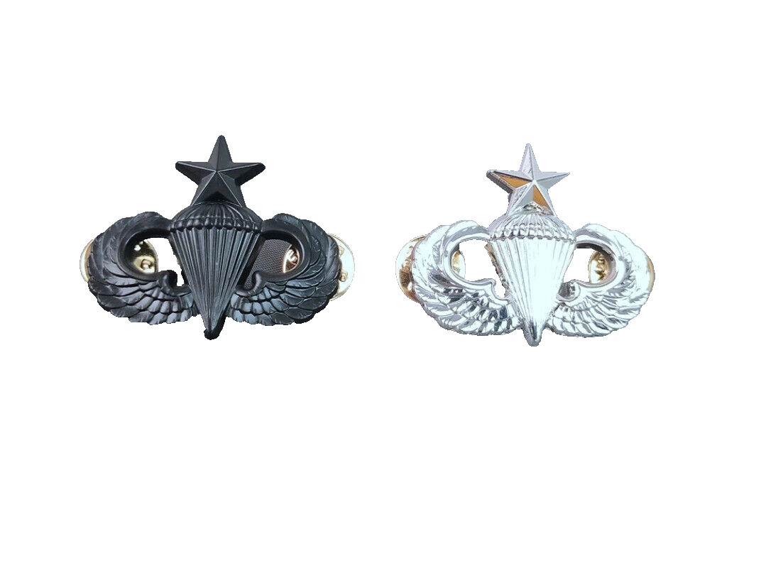 PAIR OF US ARMY Airborne Senior Paratrooper Jump Wings Insignia DRESS LAPEL Pin