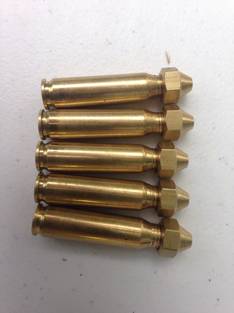 5 Custom Brass Speed Loaders for loose muzzleloader powder. 55-60 Grain Cap.