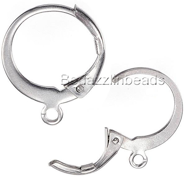 10 Surgical 304 Grade Silver Stainless Steel Round Hoop Earring Findings w/ Loop