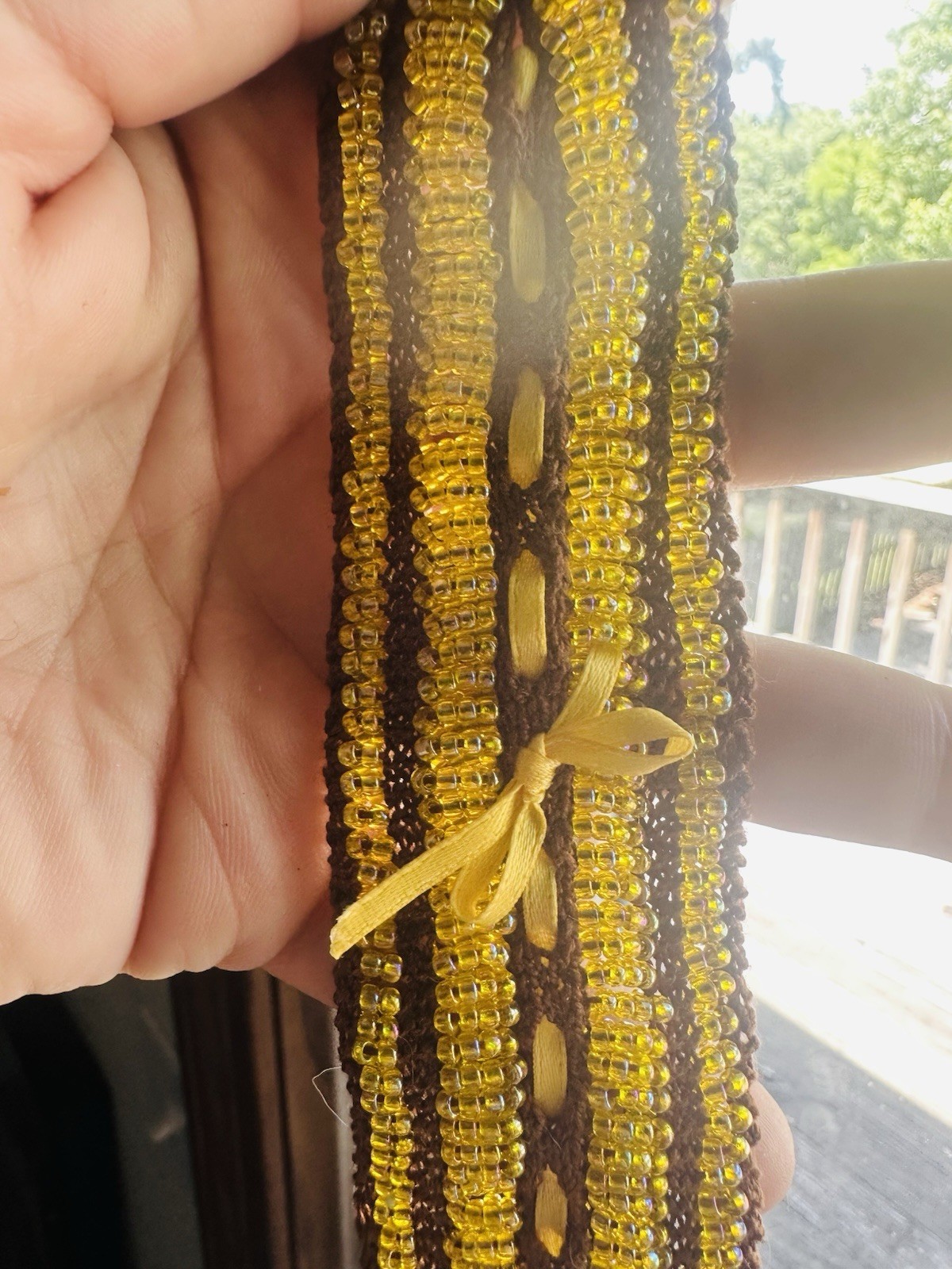 Handmade Beaded Bracelet Brown And Yellow