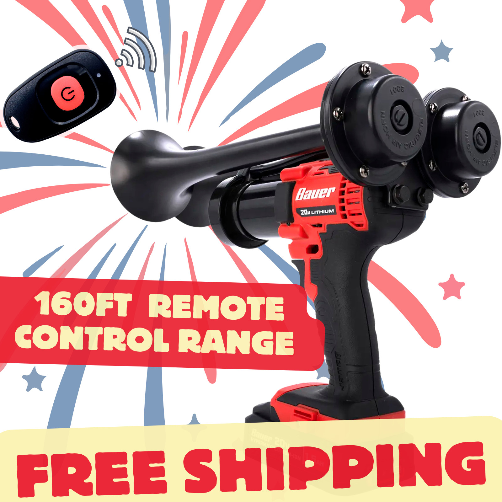 Honkup Bauer Drill Train Horn | Compact Wireless Remote | USA Assembled