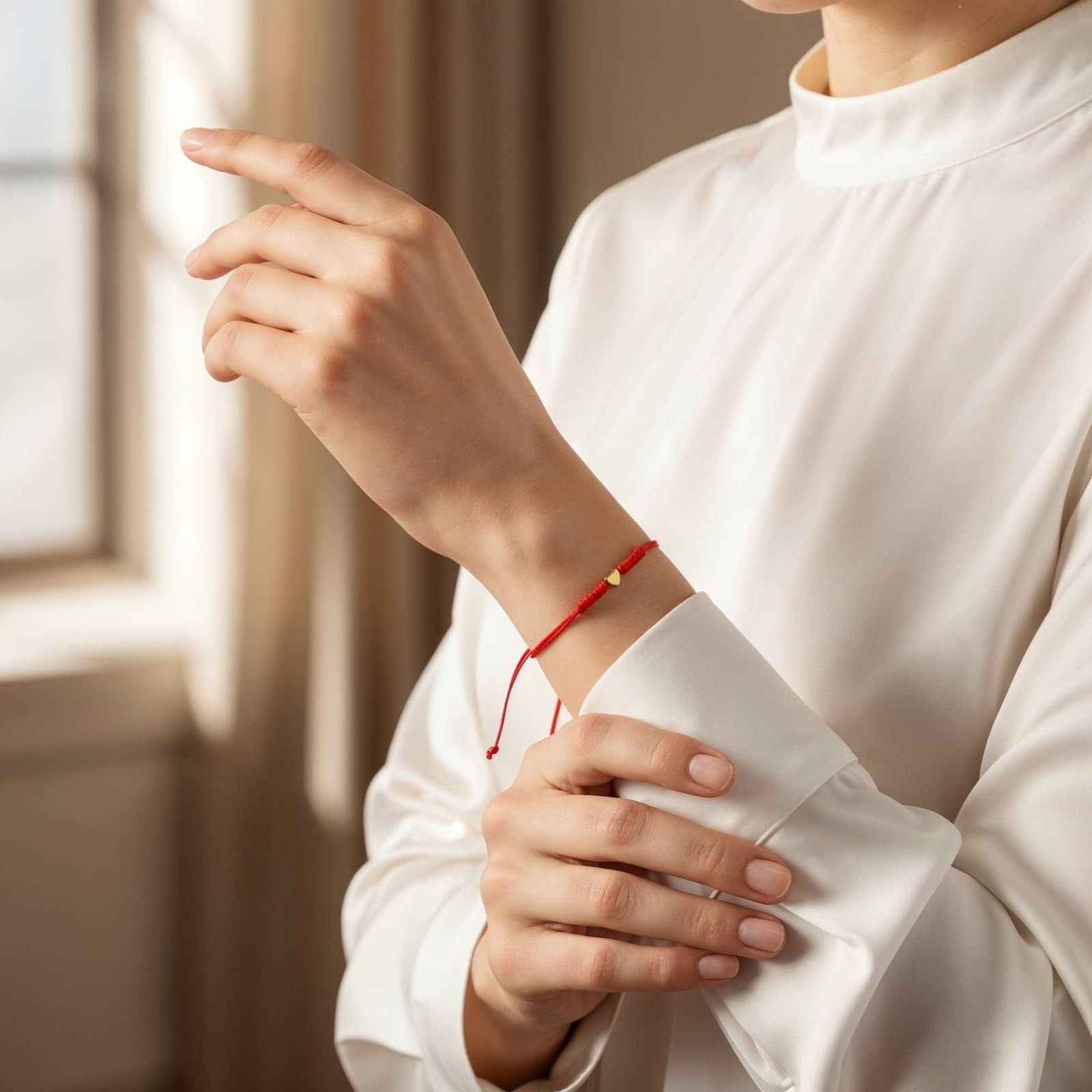 2-Pack Red String Bracelet for Women, Couples & Friends, Adjustable Knot Prot...