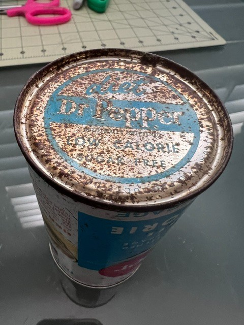 60's Dr Pepper "Chevron" Diet Soda Steel Can.