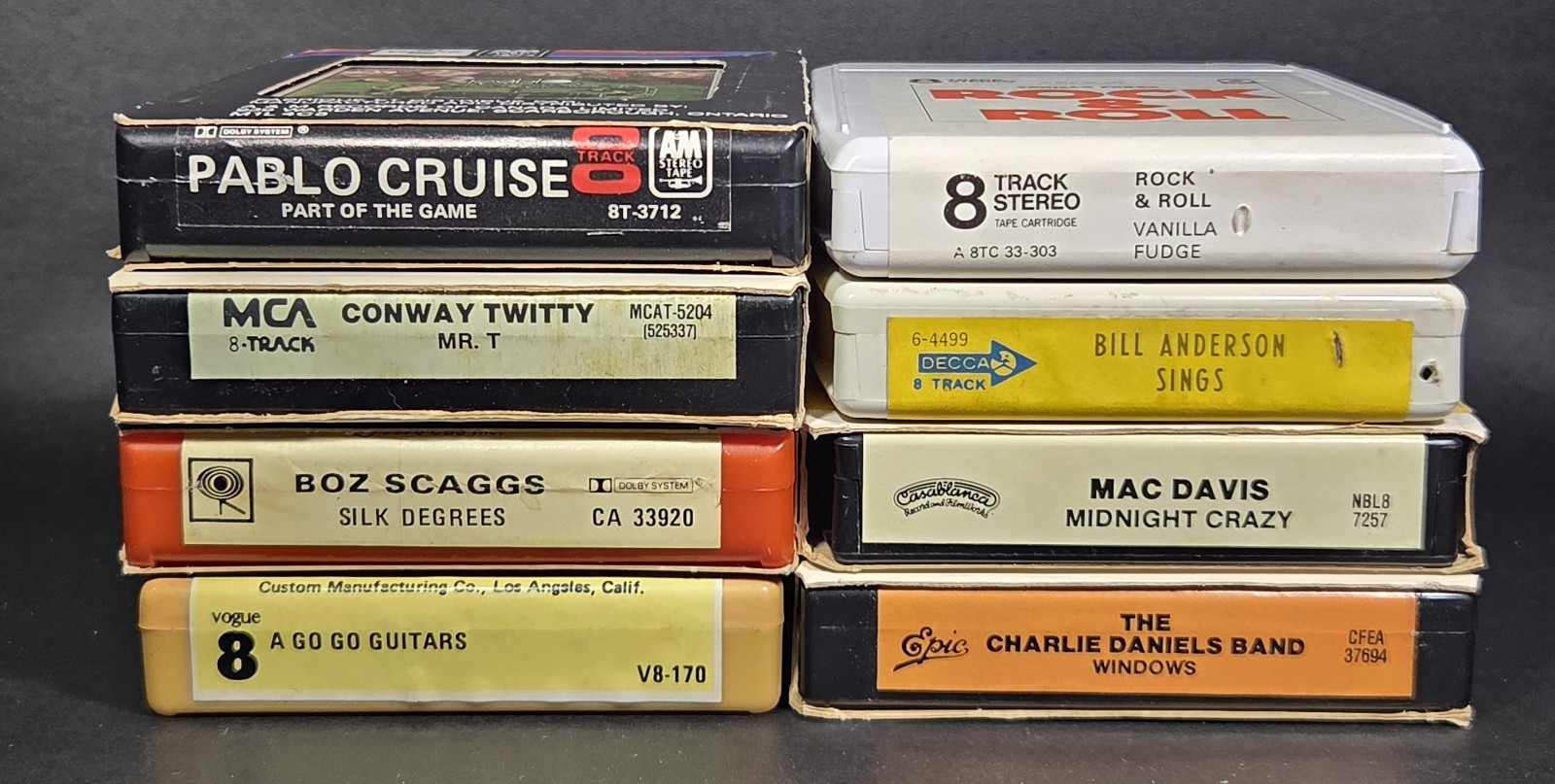 Rock/Pop/Folk/Country 8-Track "8" Tapes Lot: Ventures, Mac Davis, Vanilla Fudge.