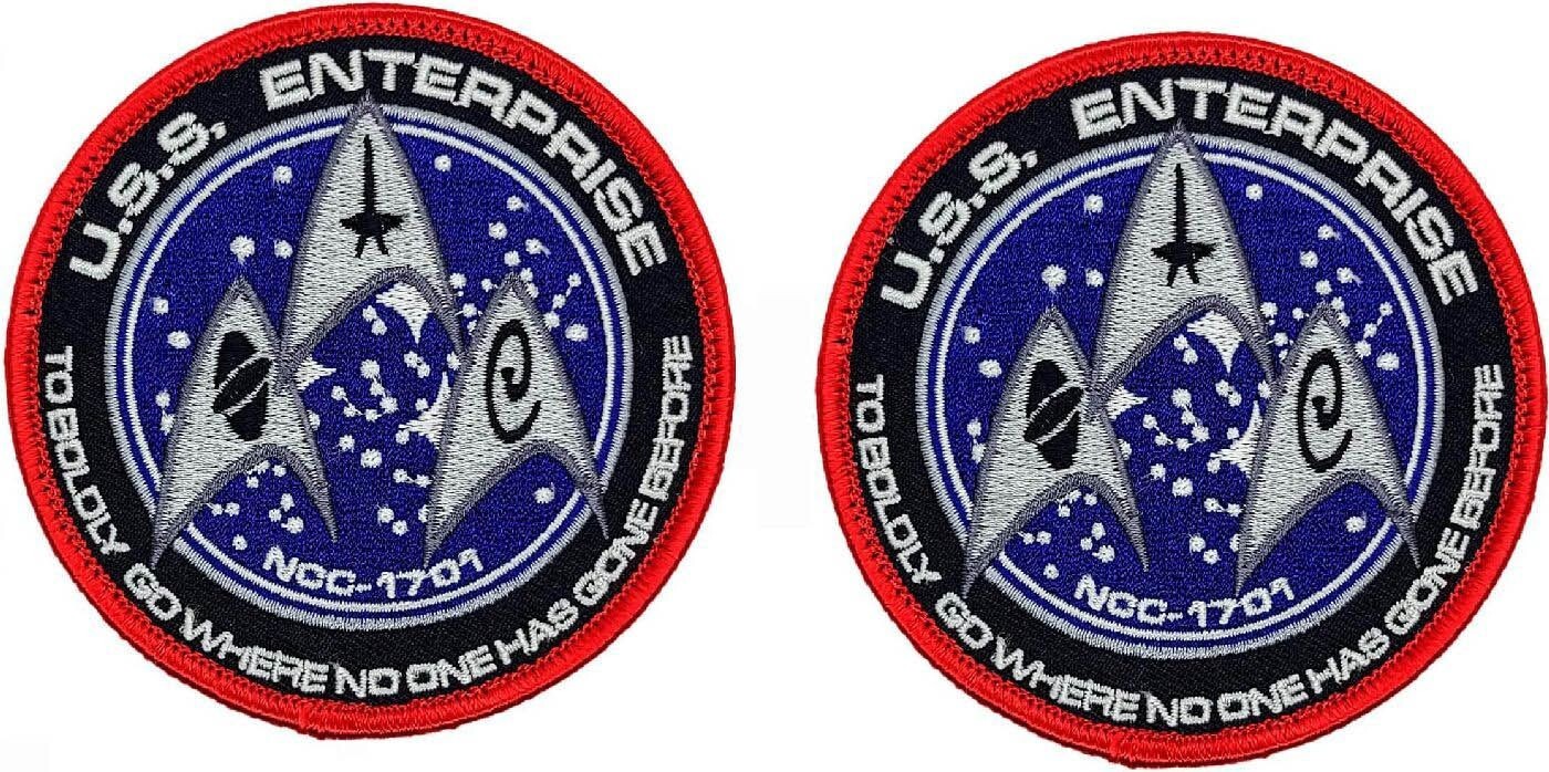 U.S.S Enterprise Star Trek NCC-1701 Embroidered Patch | 2PC HOOK BACK  3.5"x3.5"