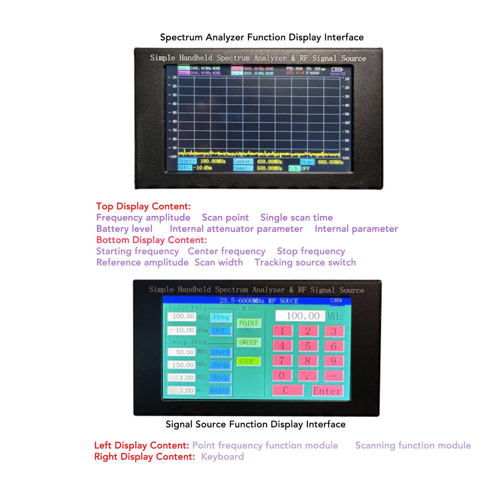 Handheld Spectrum Analyzer Portable Reliable Signal Generator For RF Testing
