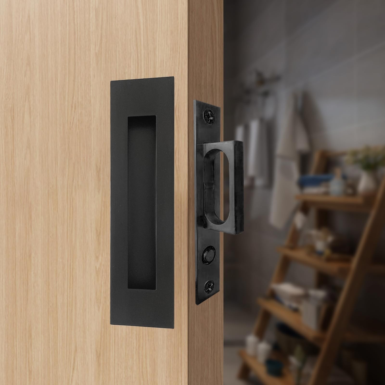 Recessed Finger Flush Pull Sliding Door Handle Edge Pull 7" Black