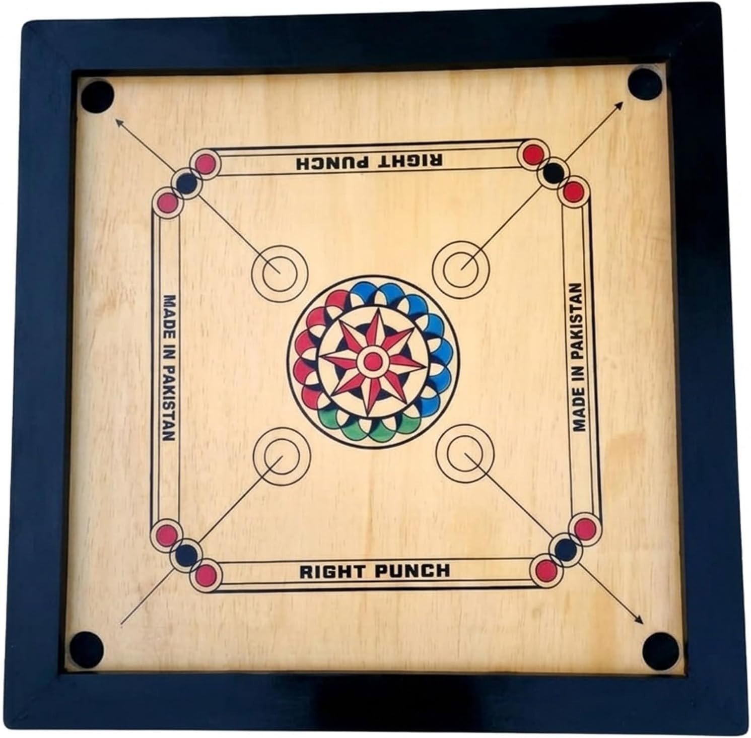 High-Quality Wooden Carrom Board with Polished Frame | Smooth Play Surface 27"