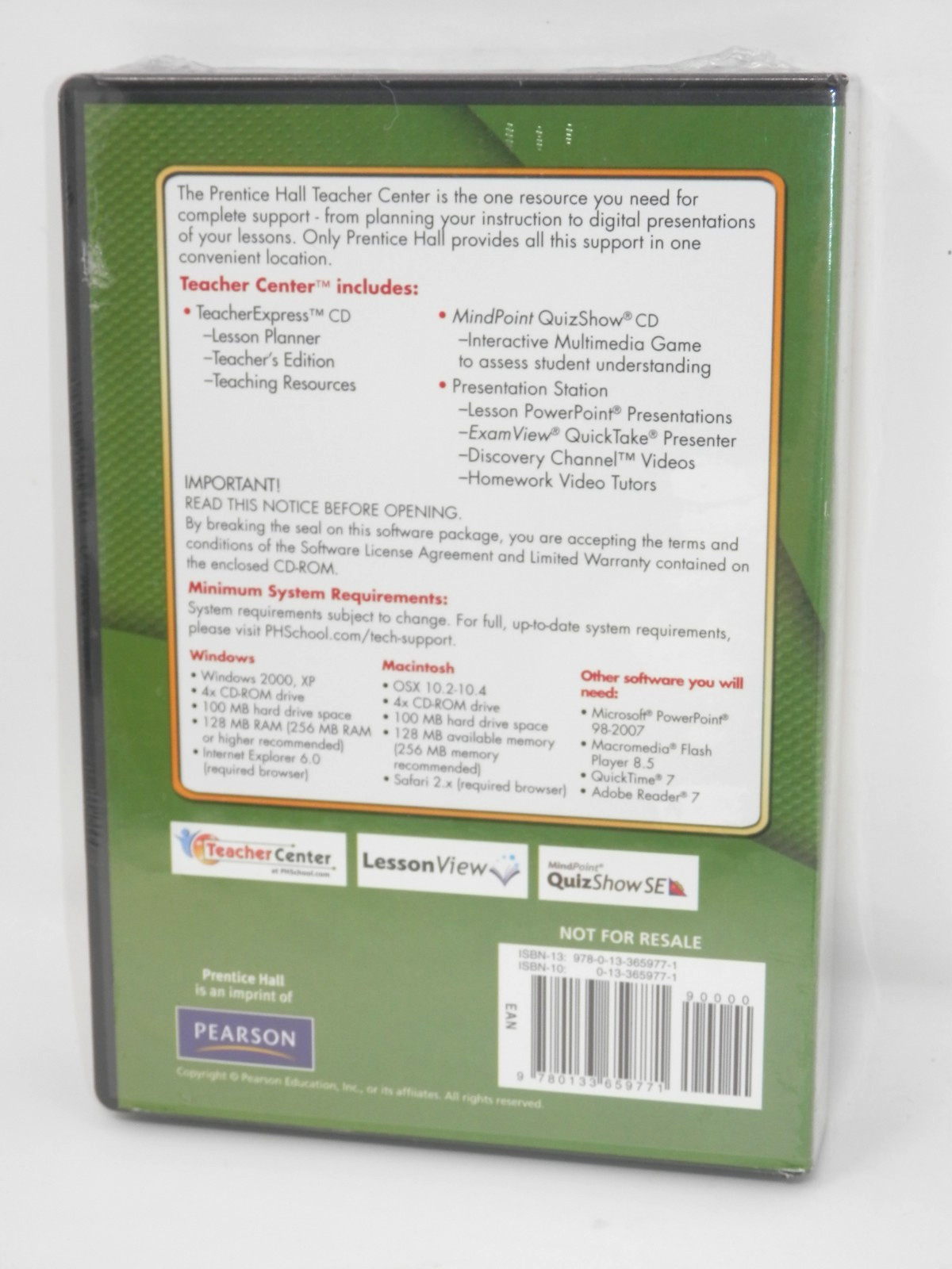 Prentice Hall Teachers Edition Algebra 1 CD-ROM Set + 5 Student Tutorials SEALED
