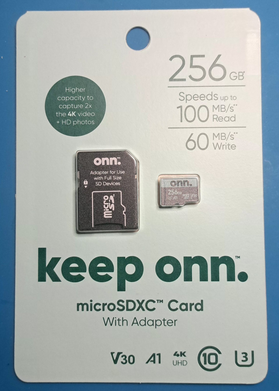 NEW - ONN 256GB microSDXC Flash SD Memory Card 100Mb/s NEW SEALED - US SHIPPING