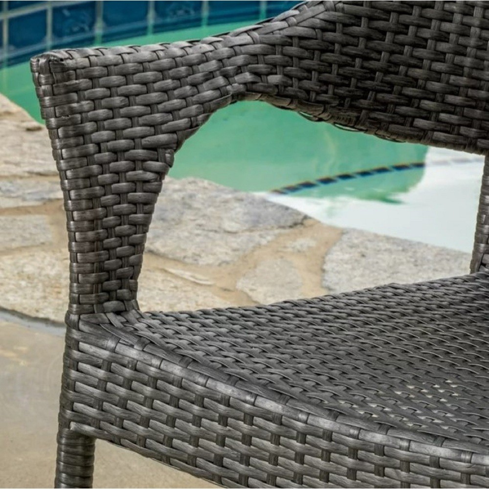 Grey 9-Piece PE Rattan Dining Set w/ Table & 8 Chairs for Patio Garden