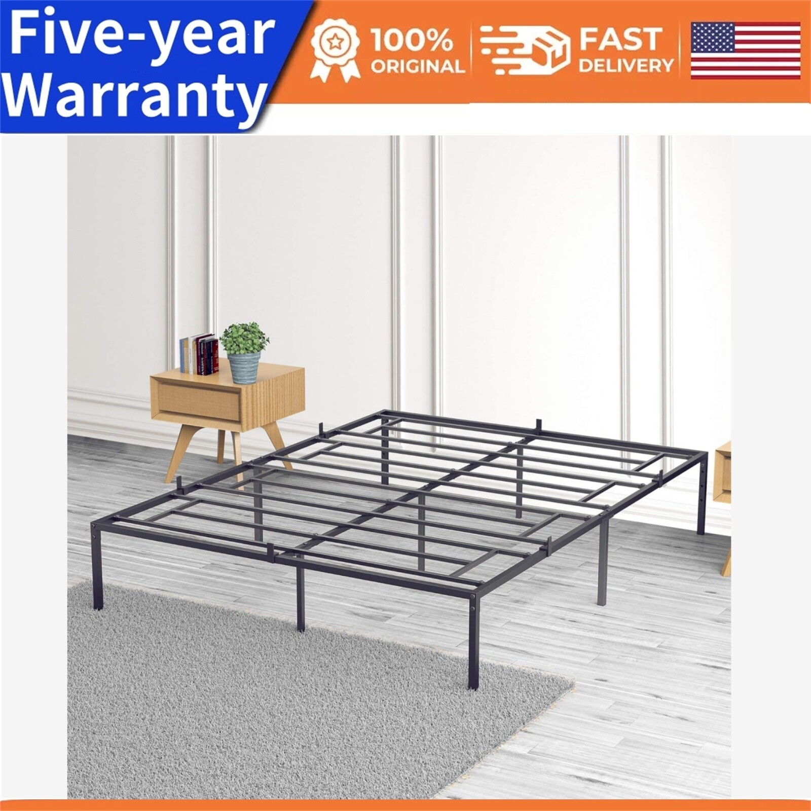 ✅QUEEN/FULL/TWIN Bed Frme Pltform 14 Inch Metl Bed Frmes No Box Spring Ste