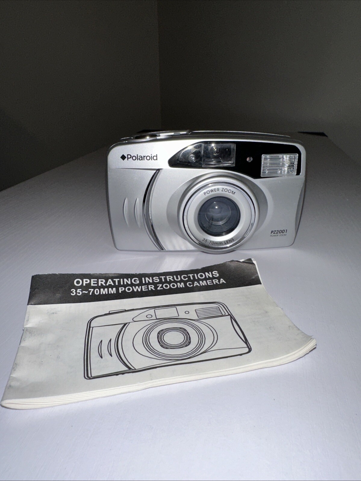 Vintage Polaroid PZ2001 Power Zoom 35mm Film Camera 35-70mm Lens - Silver WORKS