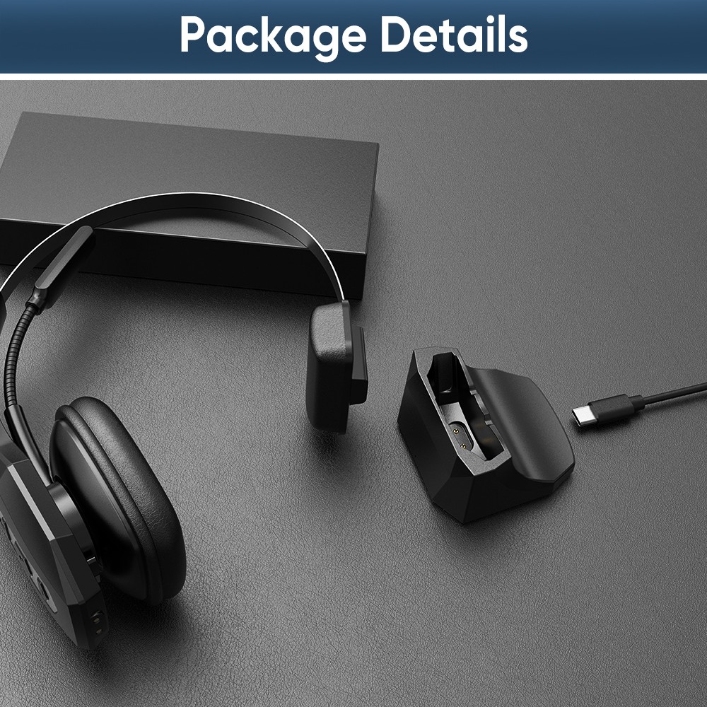 MPOW Trucker Bluetooth 5.3 Headset with Noise Cancelling with charging base