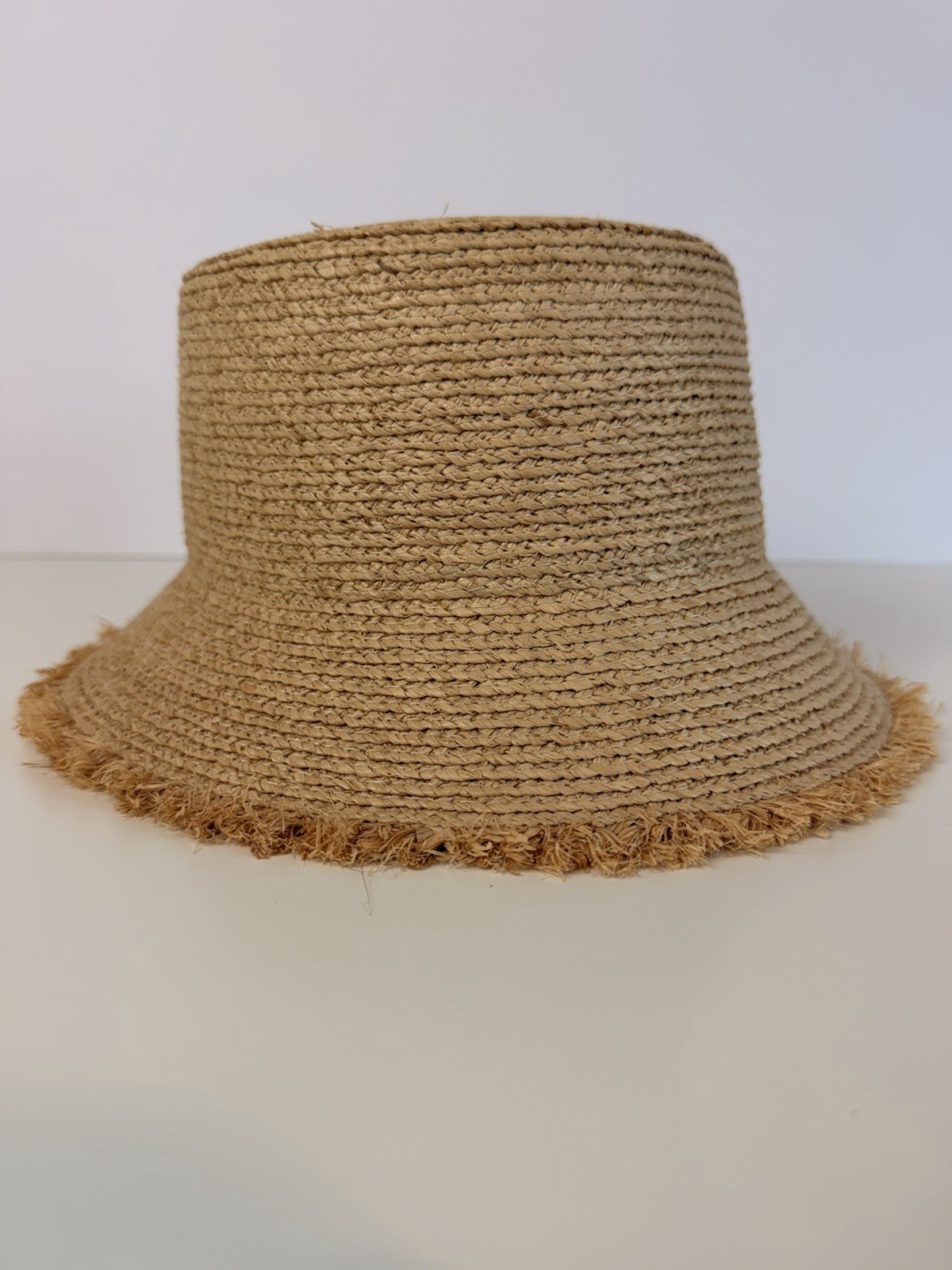 Hemlock Lenny Straw Bucket Hat 100% Raffia Beige Adjustable Beach Sunny S Women