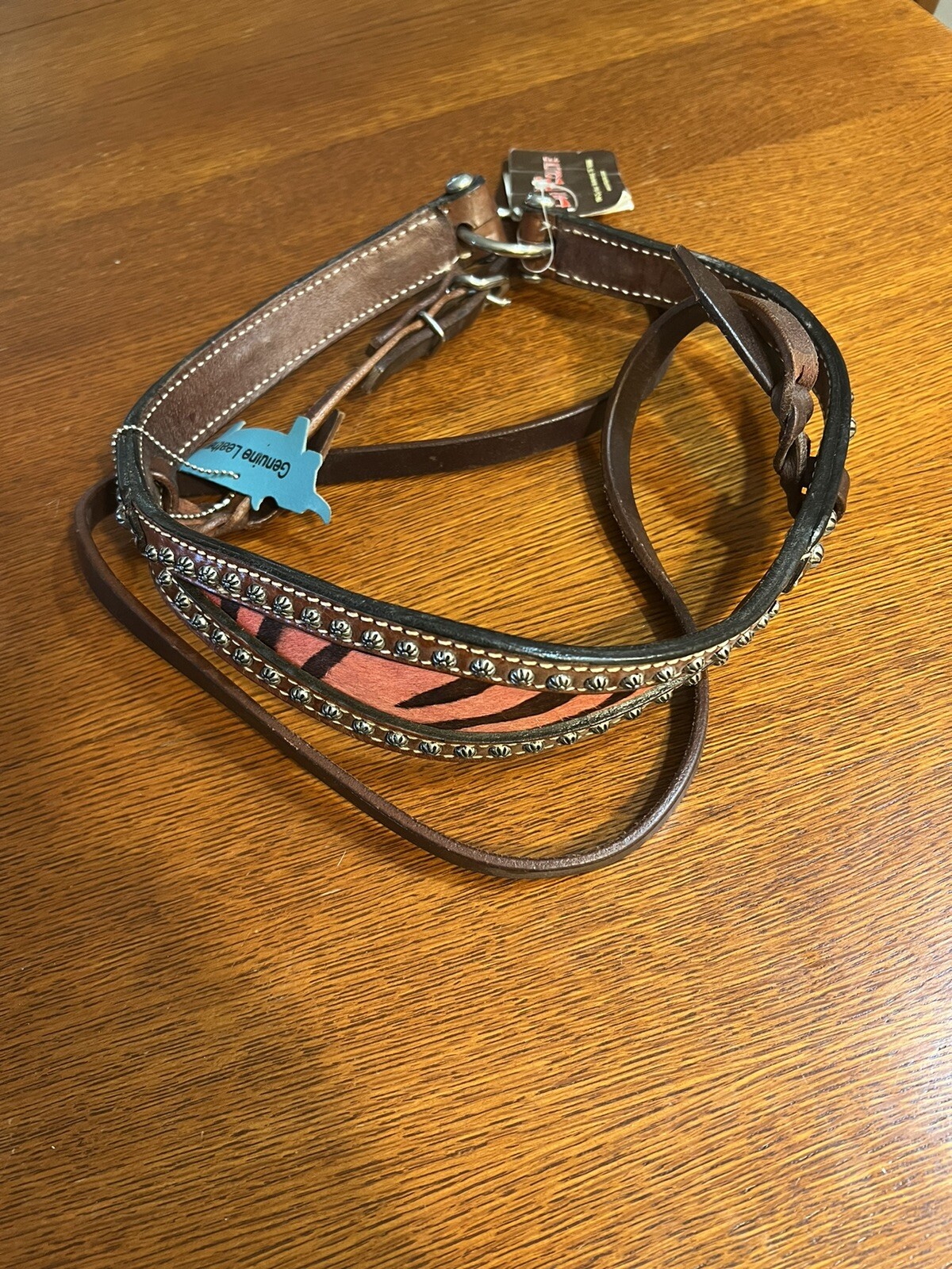 BAR H EQUINE PINK REAL HAIR STUDDED HARNESS BRH-10772 RD - CHESTNUT NEW W TAGS