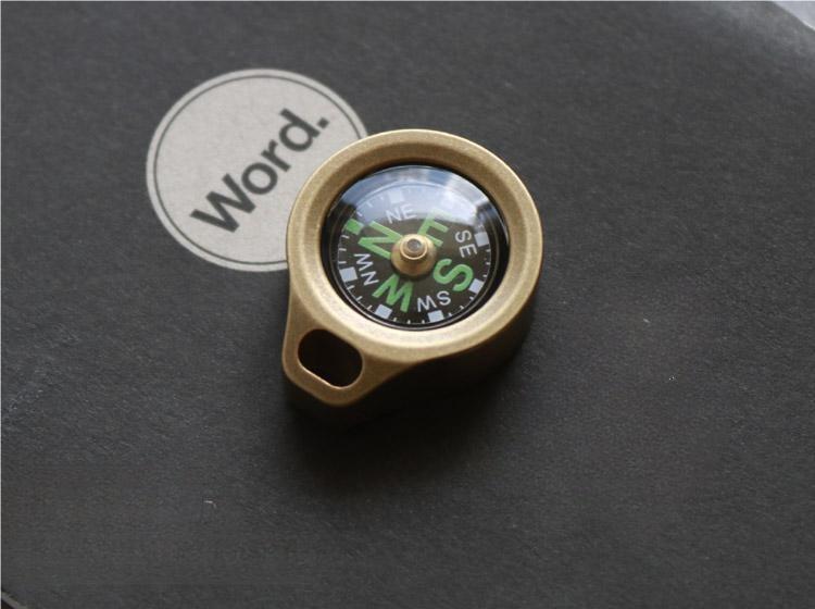 EDC Brass Compass Survival Compass Portable Keychain Necklace Pendant Outdoor