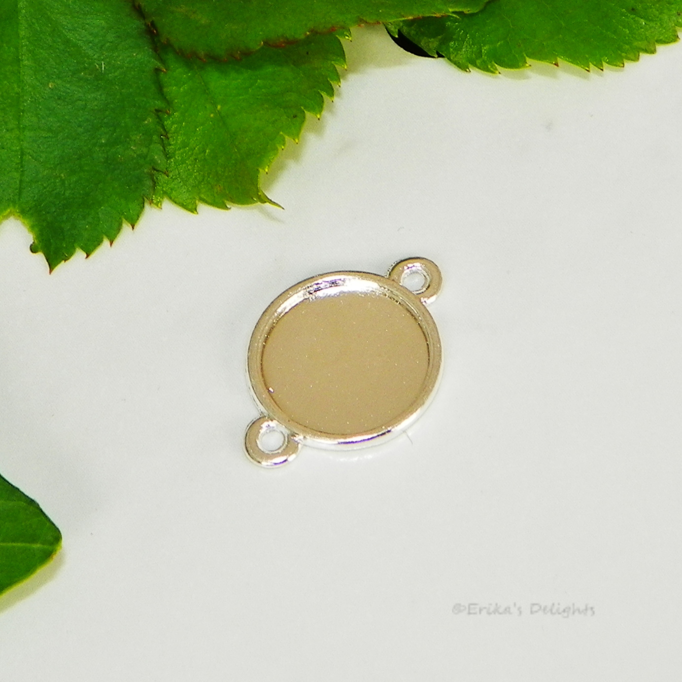 12mm Round Silver Plated Cabochon (Cab) 2 Ring Drop Setting (#A2-05)