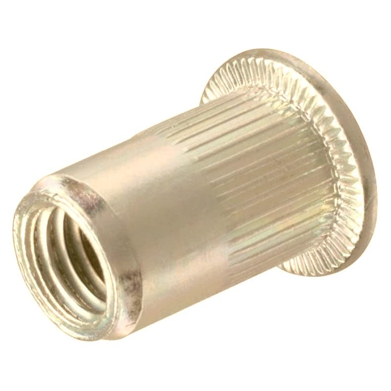100 PCS M5 Rivet Nuts Zinc Plated Carbon Steel Flat Head Threaded Inserts