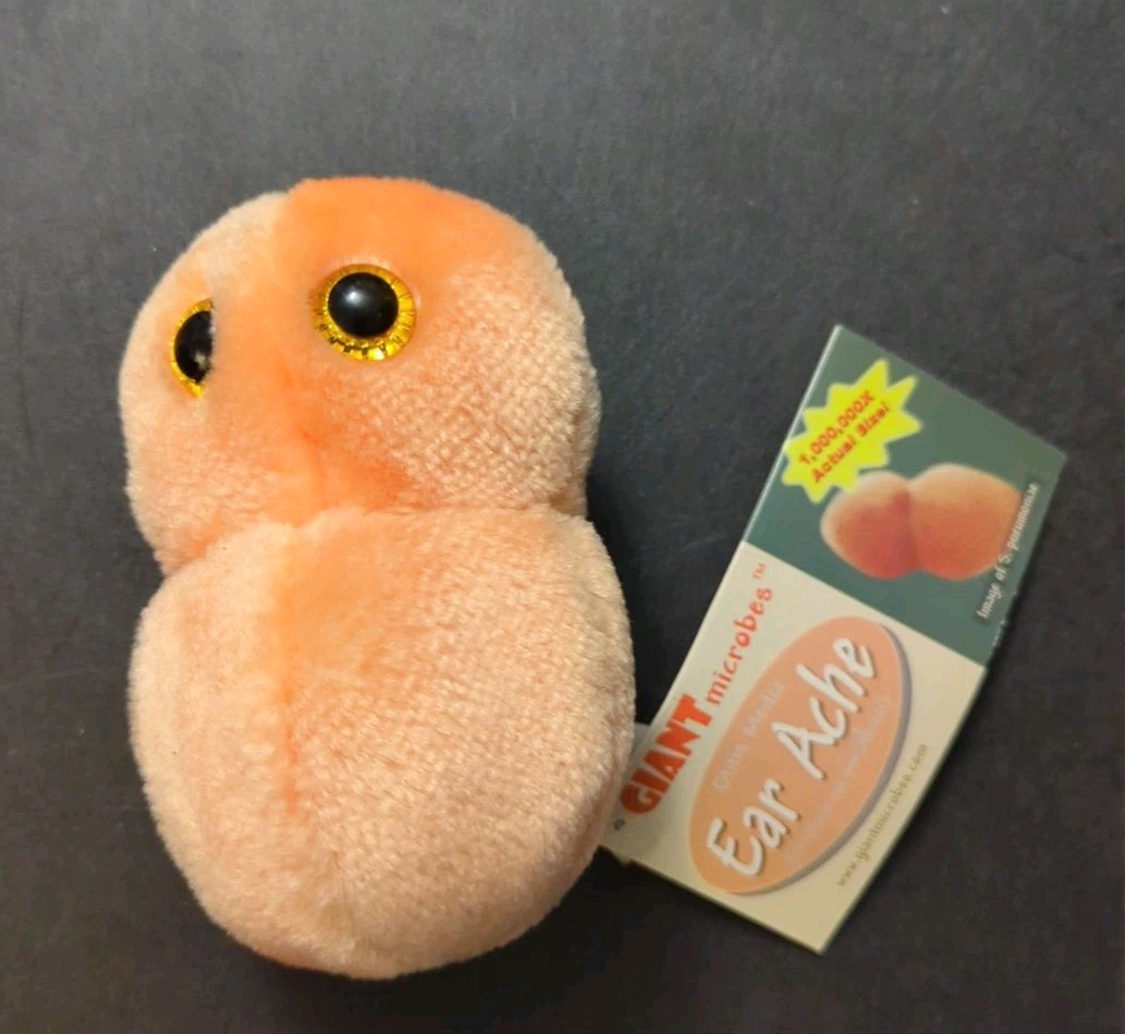 Vintage EAR ACHE Streptococcus Pneumoniae Giant Microbes plush 2004