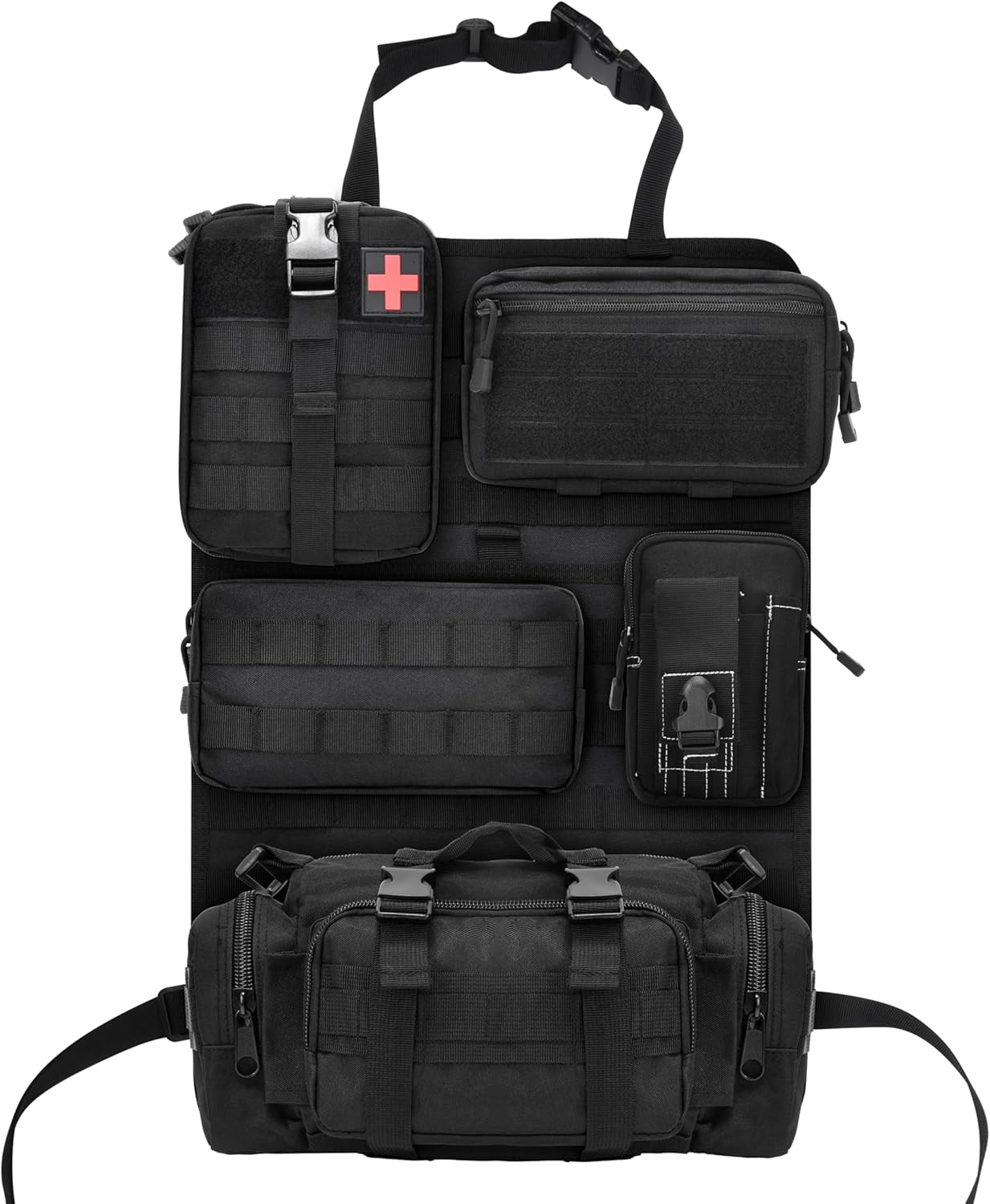 6 Pack Tactical Car Seat Back Organizer,Backseat Organizer with 5 Detachable Mol