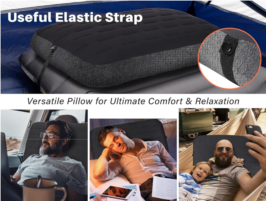 TREKOLOGY ALUFT Ultra Camping Pillow – Inflatable, Portable,Leak-Proof (24"x15")