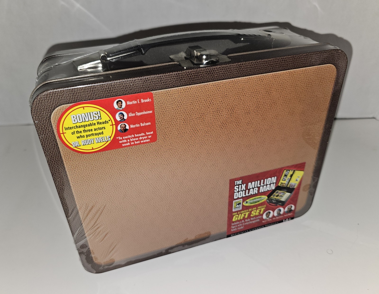 The Six Million Dollar Man 3 Faces of Dr.Wells Gift Set Tin Lunchbox New Sealed