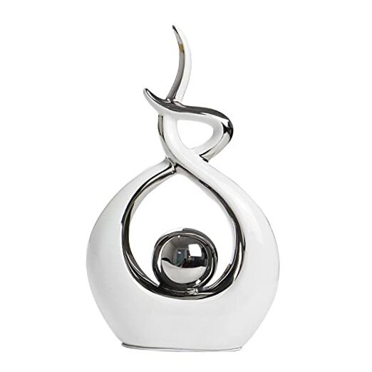 Norrclp Home Decor Modern Abstract Art Ceramic Statue Small White and Silver